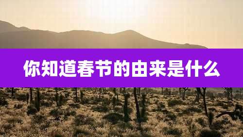 你知道春节的由来是什么
