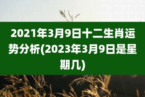 2021年3月9日十二生肖运势分析(2023年3月9日是星期几)