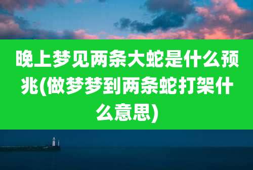 晚上梦见两条大蛇是什么预兆(做梦梦到两条蛇打架什么意思)