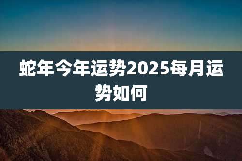 蛇年今年运势2025每月运势如何