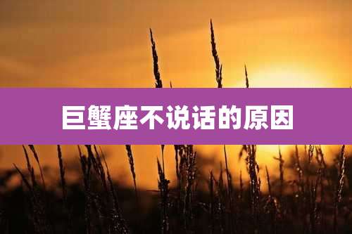 巨蟹座不说话的原因