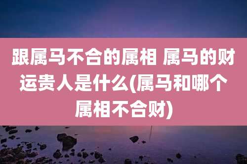 跟属马不合的属相 属马的财运贵人是什么(属马和哪个属相不合财)