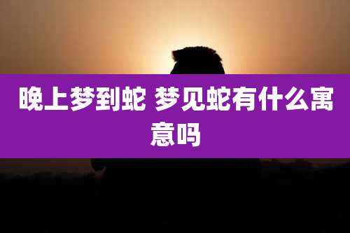 晚上梦到蛇 梦见蛇有什么寓意吗