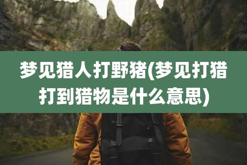梦见猎人打野猪(梦见打猎打到猎物是什么意思)