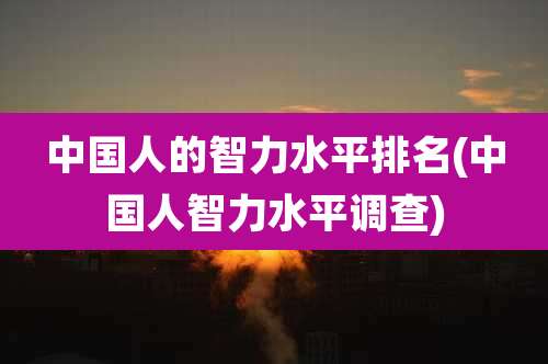 中国人的智力水平排名(中国人智力水平调查)