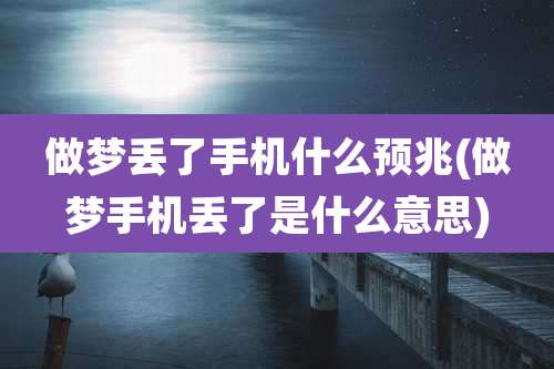 做梦丢了手机什么预兆(做梦手机丢了是什么意思)