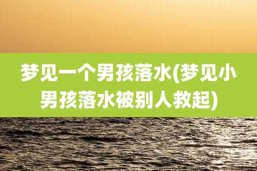 梦见一个男孩落水(梦见小男孩落水被别人救起)