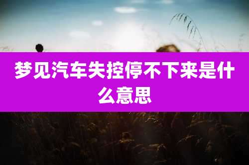 梦见汽车失控停不下来是什么意思