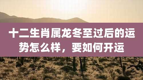 十二生肖属龙冬至过后的运势怎么样,要如何开运