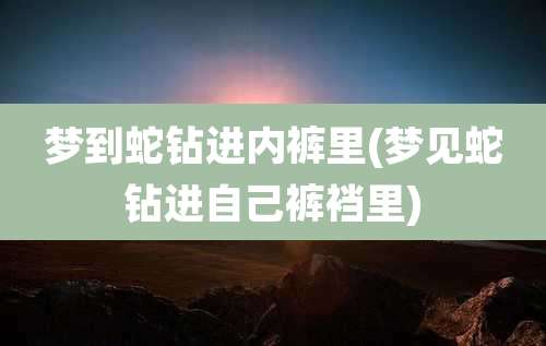 梦到蛇钻进内裤里(梦见蛇钻进自己裤裆里)