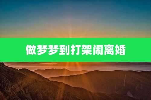 做梦梦到打架闹离婚