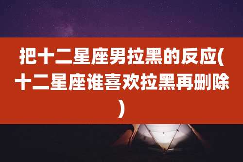 把十二星座男拉黑的反应(十二星座谁喜欢拉黑再删除)