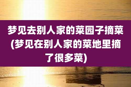 梦见去别人家的菜园子摘菜(梦见在别人家的菜地里摘了很多菜)