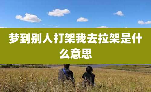 梦到别人打架我去拉架是什么意思