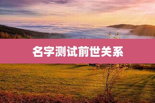 名字测试前世关系