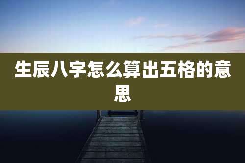 生辰八字怎么算出五格的意思