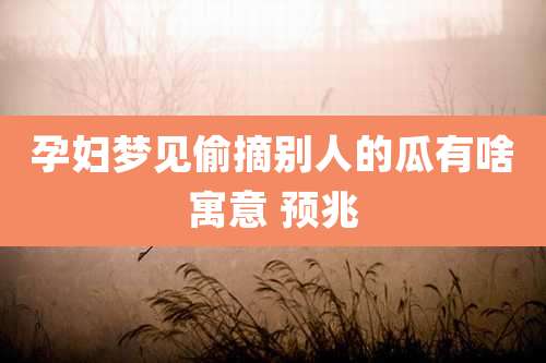 孕妇梦见偷摘别人的瓜有啥寓意 预兆