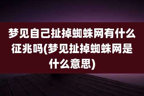 梦见自己扯掉蜘蛛网有什么征兆吗(梦见扯掉蜘蛛网是什么意思)