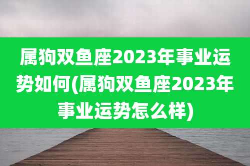 属狗双鱼座2023年事业运势如何(属狗双鱼座2023年事业运势怎么样)