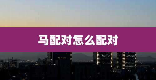 马配对怎么配对