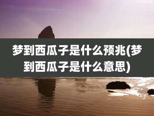 梦到西瓜子是什么预兆(梦到西瓜子是什么意思)