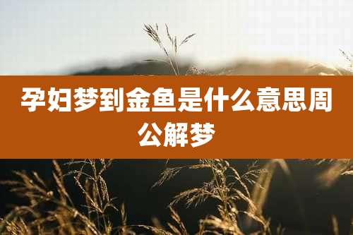 孕妇梦到金鱼是什么意思周公解梦