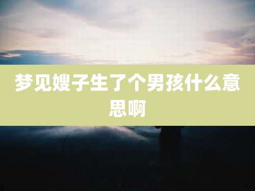 梦见嫂子生了个男孩什么意思啊