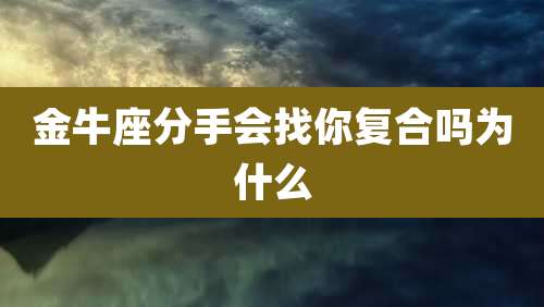 金牛座分手会找你复合吗为什么