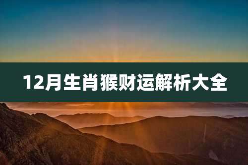 12月生肖猴财运解析大全