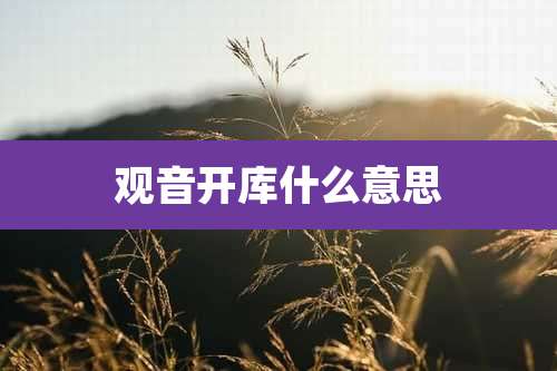 观音开库什么意思