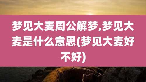 梦见大麦周公解梦,梦见大麦是什么意思(梦见大麦好不好)