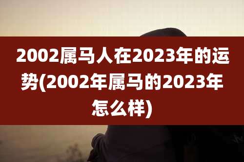 2002属马人在2023年的运势(2002年属马的2023年怎么样)