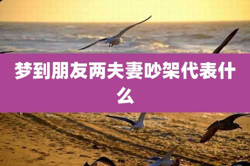 梦到朋友两夫妻吵架代表什么