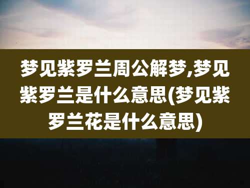 梦见紫罗兰周公解梦,梦见紫罗兰是什么意思(梦见紫罗兰花是什么意思)