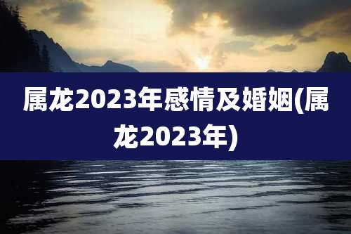 属龙2023年感情及婚姻(属龙2023年)