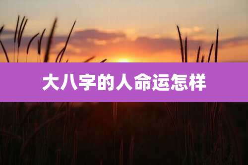 大八字的人命运怎样
