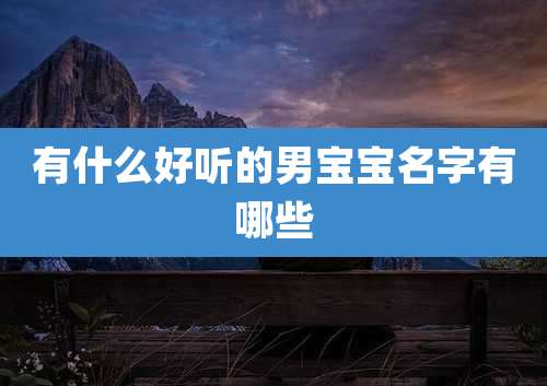 有什么好听的男宝宝名字有哪些
