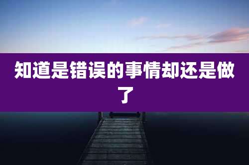 知道是错误的事情却还是做了