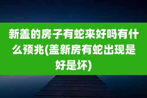 新盖的房子有蛇来好吗有什么预兆(盖新房有蛇出现是好是坏)