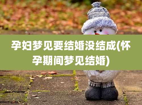 孕妇梦见要结婚没结成(怀孕期间梦见结婚)