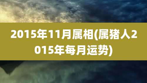 2015年11月属相(属猪人2015年每月运势)