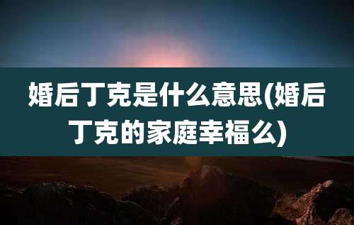 婚后丁克是什么意思(婚后丁克的家庭幸福么)