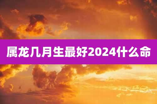 属龙几月生最好2024什么命