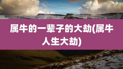 属牛的一辈子的大劫(属牛人生大劫)