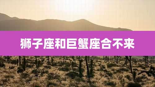 狮子座和巨蟹座合不来