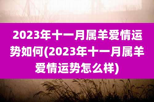2023年十一月属羊爱情运势如何(2023年十一月属羊爱情运势怎么样)
