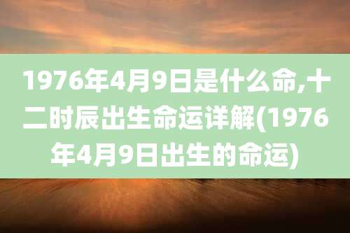 1976年4月9日是什么命,十二时辰出生命运详解(1976年4月9日出生的命运)