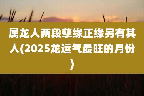属龙人两段孽缘正缘另有其人(2025龙运气最旺的月份)