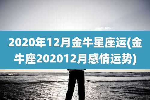 2020年12月金牛星座运(金牛座202012月感情运势)