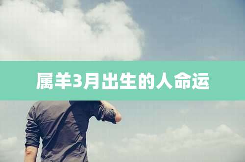 属羊3月出生的人命运